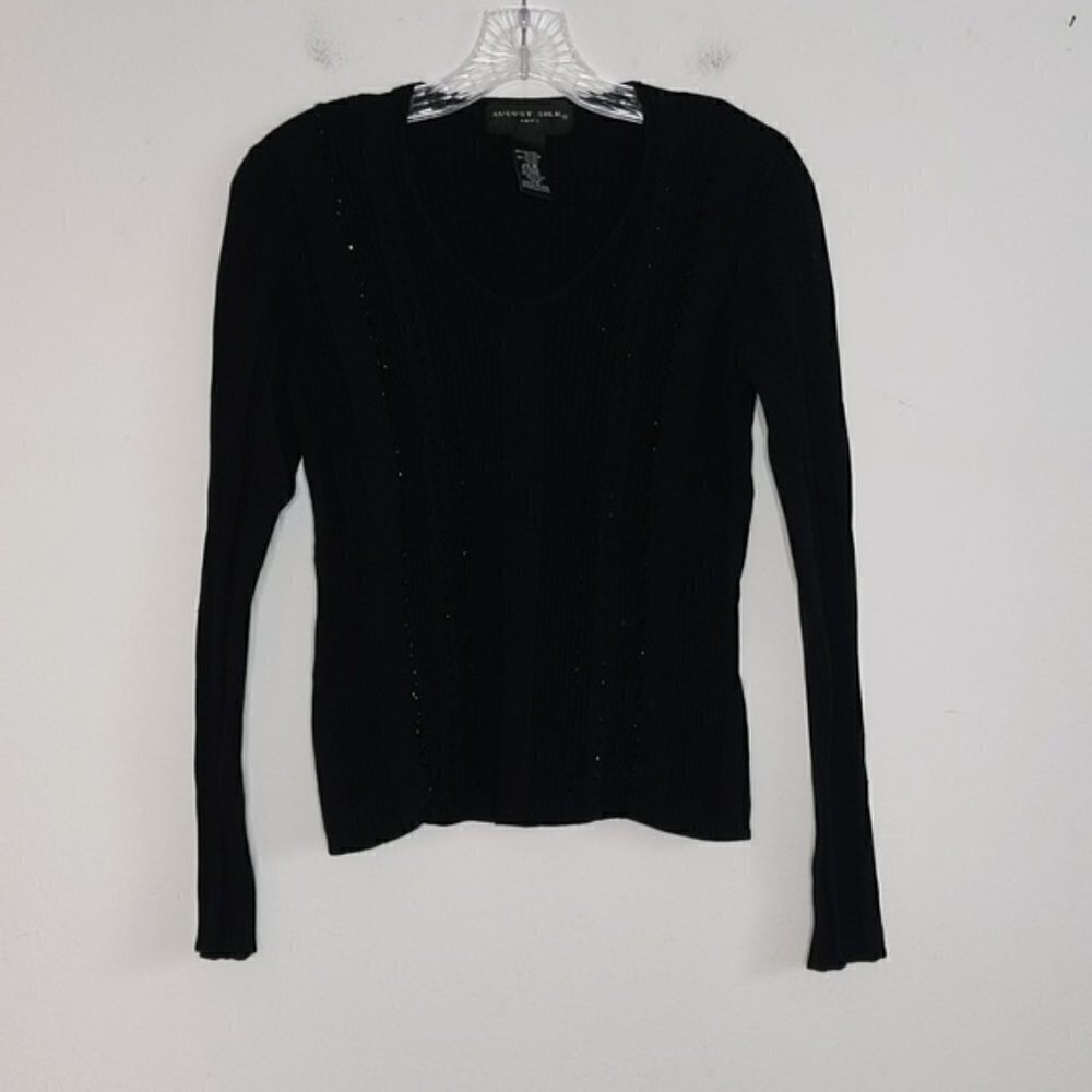 August Silk Knits Black Beaded Sweater